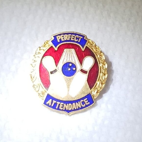 Vintage 1980s Perfect Attendance Bowling Lapel Collectible Pin - Picture 4 of 9